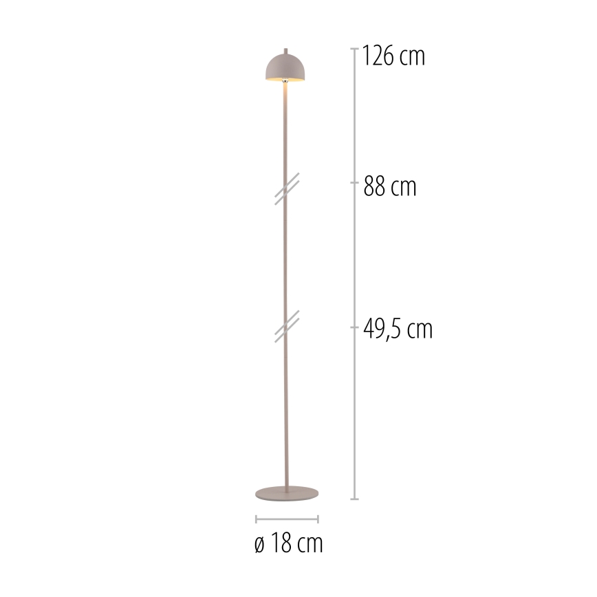 Schöner Wohnen 19245-39 - LED dæmpbar berøringsbetjent genopladelig udendørs gulvlampe BELLIS LED/2,5W/5V 2600 mAh IP54 grå