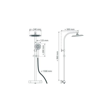 Schütte 60076 - Brusesæt med termostatisk blandingsbatteri MADURA FRESH sort