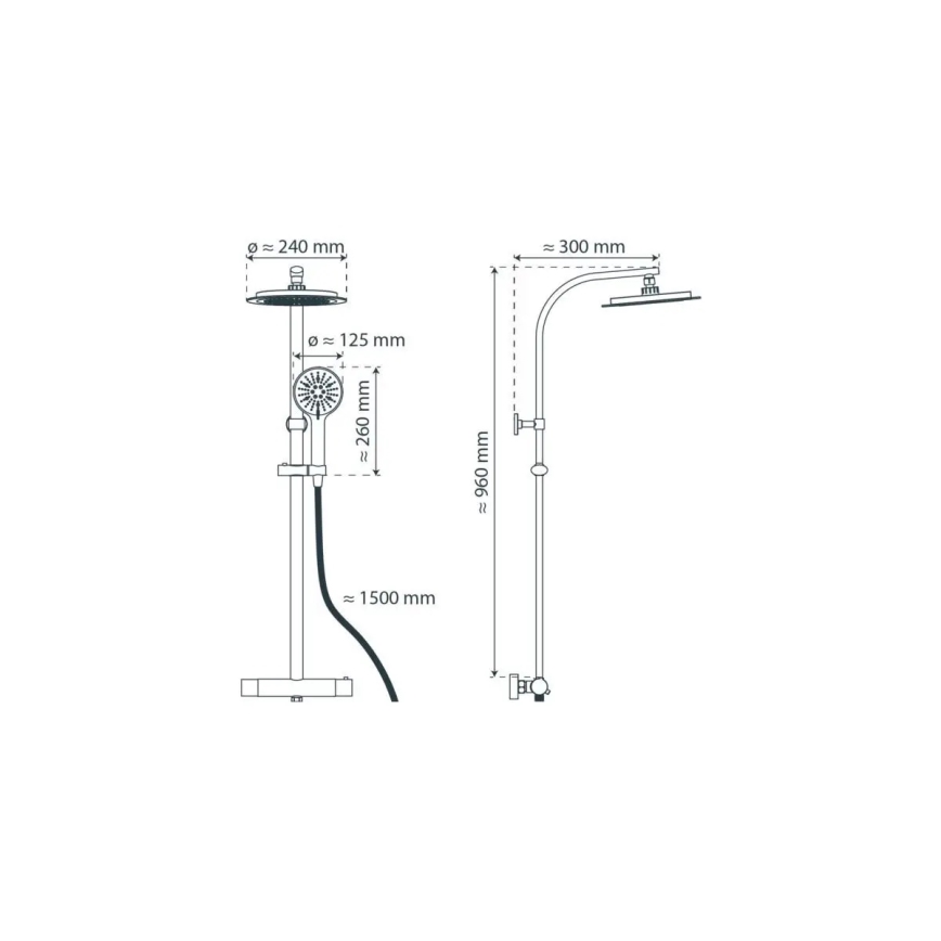 Schütte 60076 - Brusesæt med termostatisk blandingsbatteri MADURA FRESH sort
