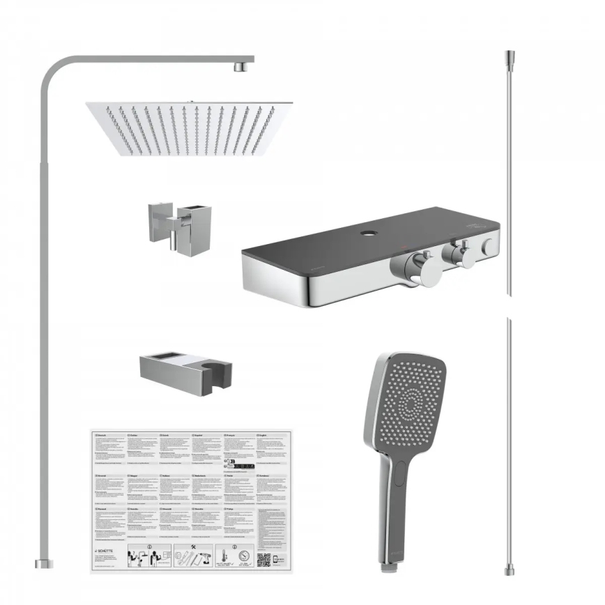 Schütte 60531 - Brusesæt med termostatisk armatur OCEAN, blank krom/antracit