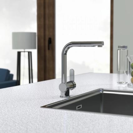 Schütte 79700 - Køkkenarmatur med udtrækbar bruser LONDON, blank krom