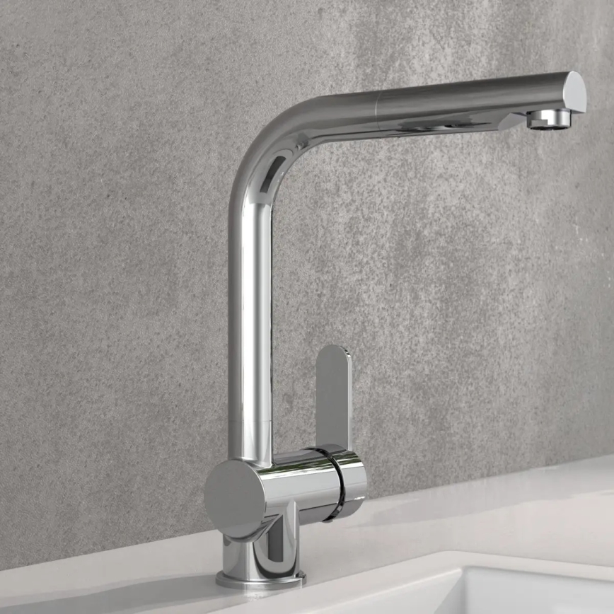 Schütte 79700 - Køkkenarmatur med udtrækbar bruser LONDON, blank krom