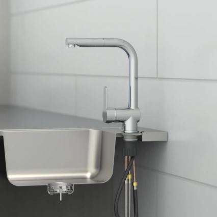 Schütte 79700 - Køkkenarmatur med udtrækbar bruser LONDON, blank krom