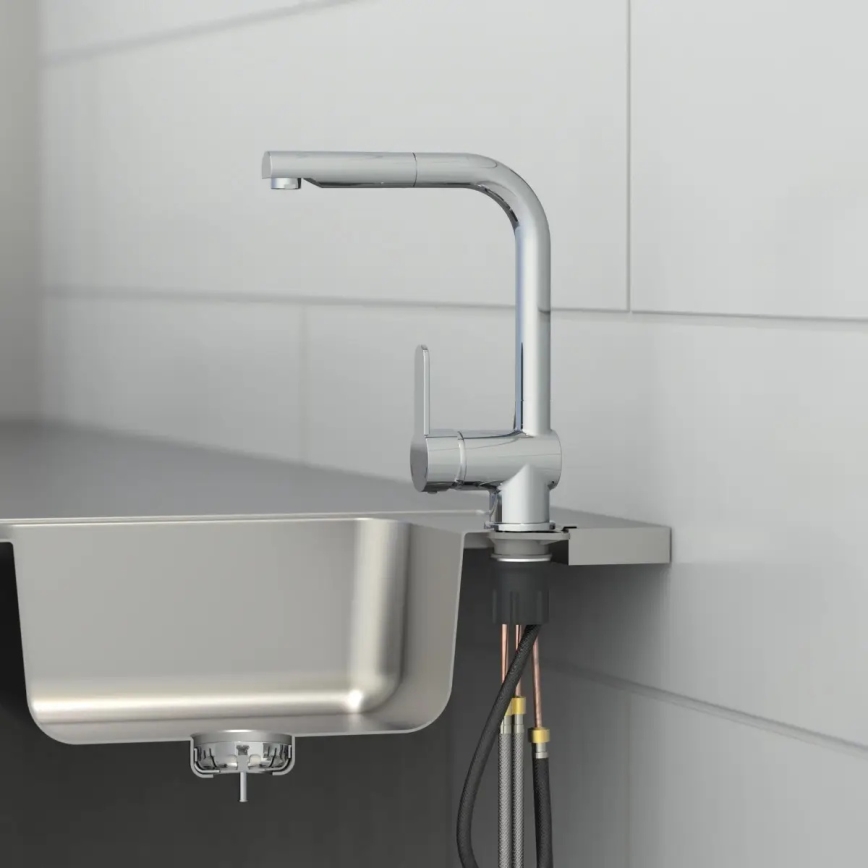 Schütte 79700 - Køkkenarmatur med udtrækbar bruser LONDON, blank krom