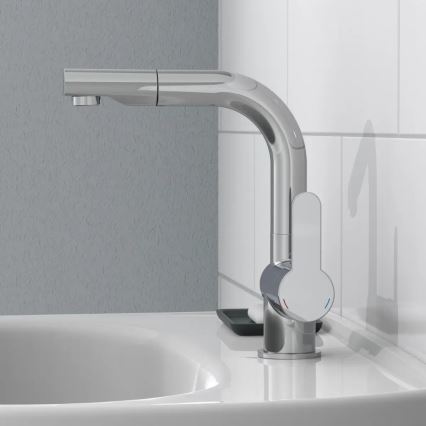 Schütte 79710 - Køkkenarmatur med udtrækbar bruser LONDON blank krom