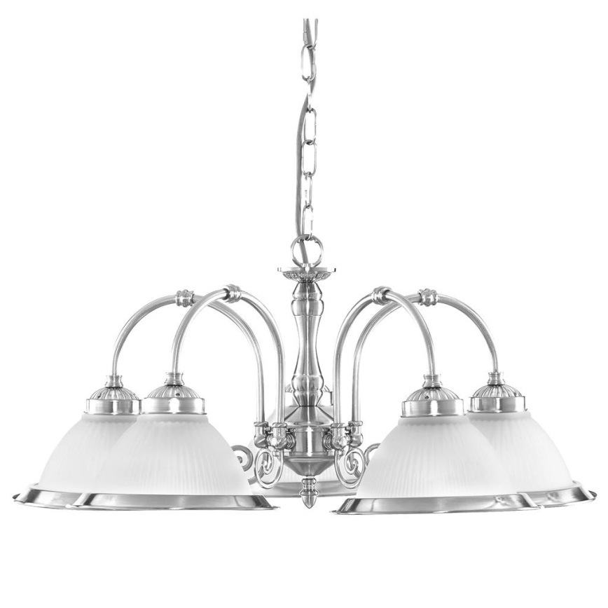 Searchlight - Pendel med kædeophæng AMERICAN DINER 5xE14/60W/230V skinnende krom