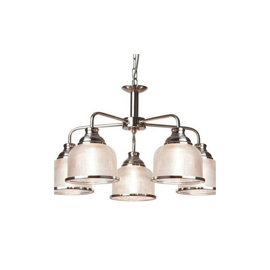 Searchlight - Pendel med kædeophæng BISTRO 5xE27/60W/230V skinnende krom
