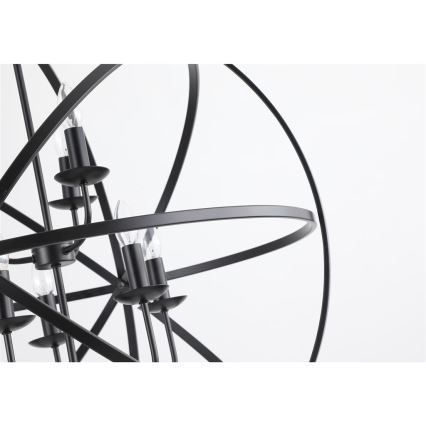 Searchlight - Lysekrone med kæde ORBIT 8xE14/60W/230V sort