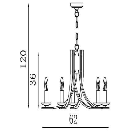 Searchlight - Lysekrone på kæde ASCONA 5xE14/60W/230V
