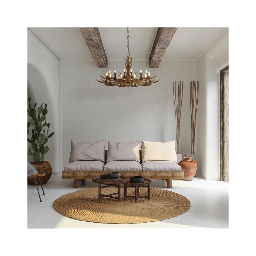 Searchlight - Loftlampe på kæde STAG 12xE14/40W/230V gevir