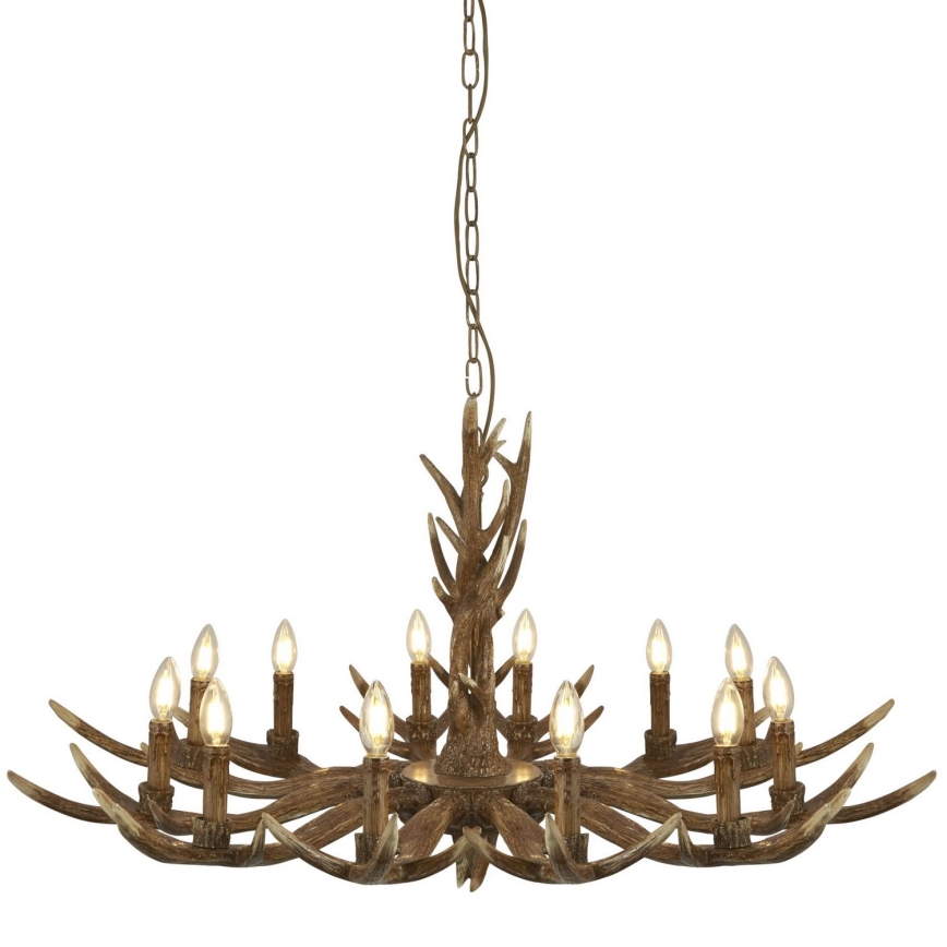 Searchlight - Loftlampe på kæde STAG 12xE14/40W/230V gevir