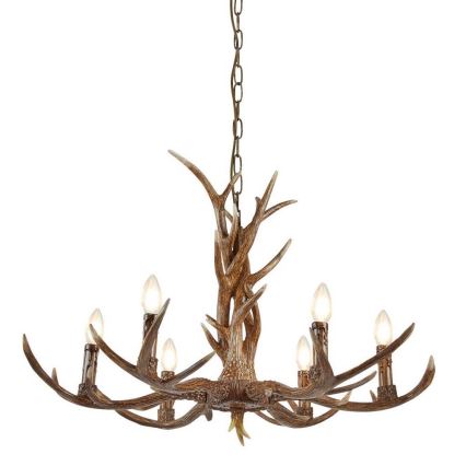 Searchlight - Loftlampe på kæde STAG 6xE14/7W/230V gevir