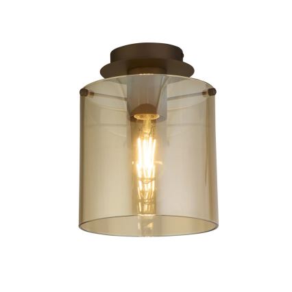 Searchlight - Loftlampe SWEDEN 1xE27/60W/230V Ø 22 cm brun/røgfarvet