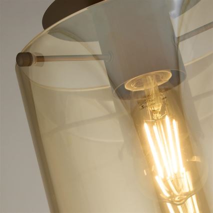 Searchlight - Loftlampe SWEDEN 1xE27/60W/230V Ø 22 cm brun/røgfarvet
