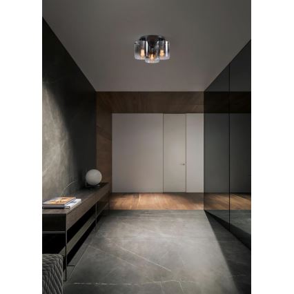 Searchlight - Loftlampe SWEDEN 3xE27/60W/230V Ø 39 cm sort/røget