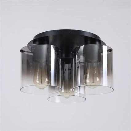 Searchlight - Loftlampe SWEDEN 3xE27/60W/230V Ø 39 cm sort/røget