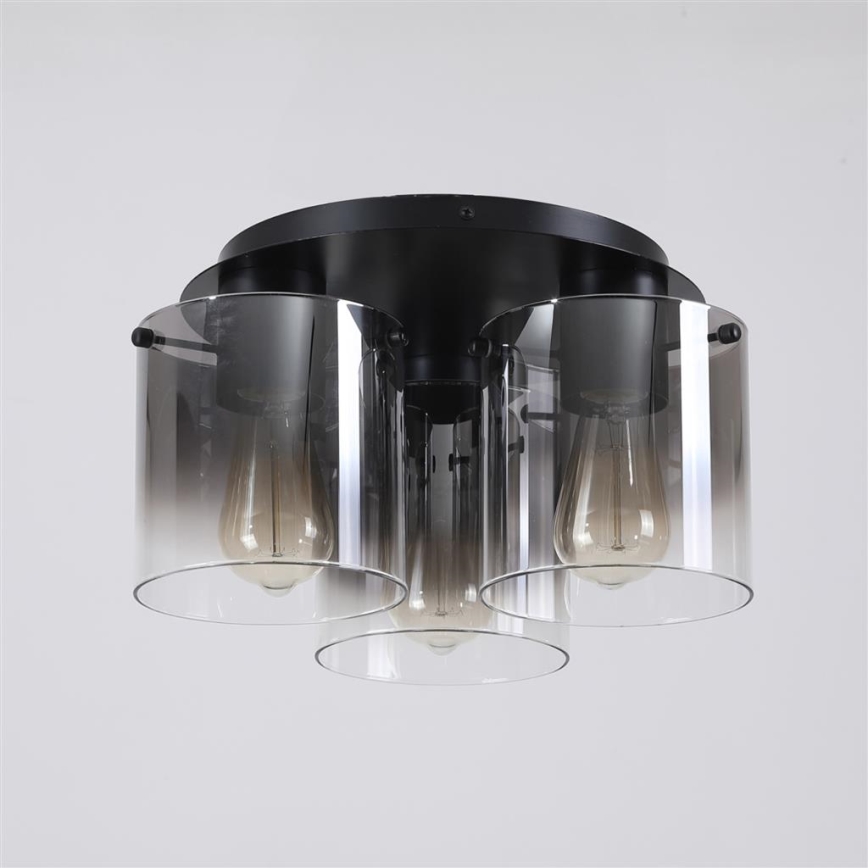 Searchlight - Loftlampe SWEDEN 3xE27/60W/230V Ø 39 cm sort/røget