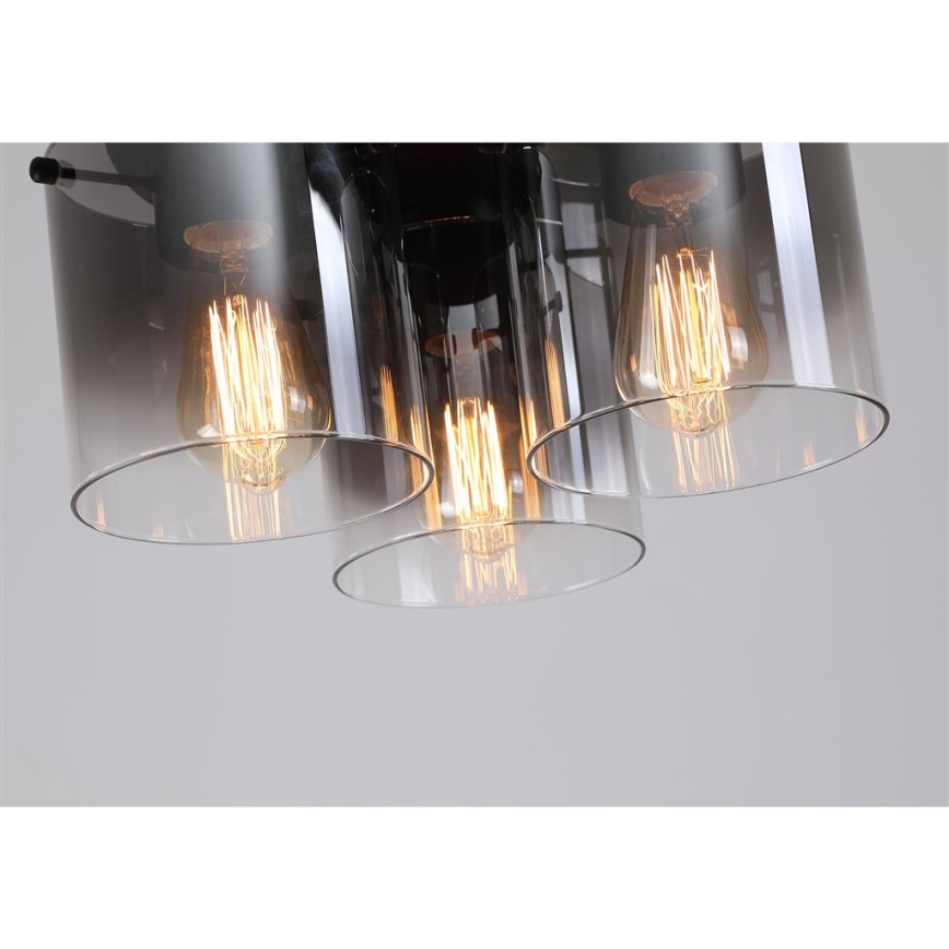 Searchlight - Loftlampe SWEDEN 3xE27/60W/230V Ø 39 cm sort/røget