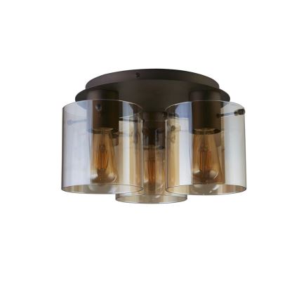 Searchlight - Loftlampe SWEDEN 3xE27/60W/230V Ø 39 cm brun/røgfarvet