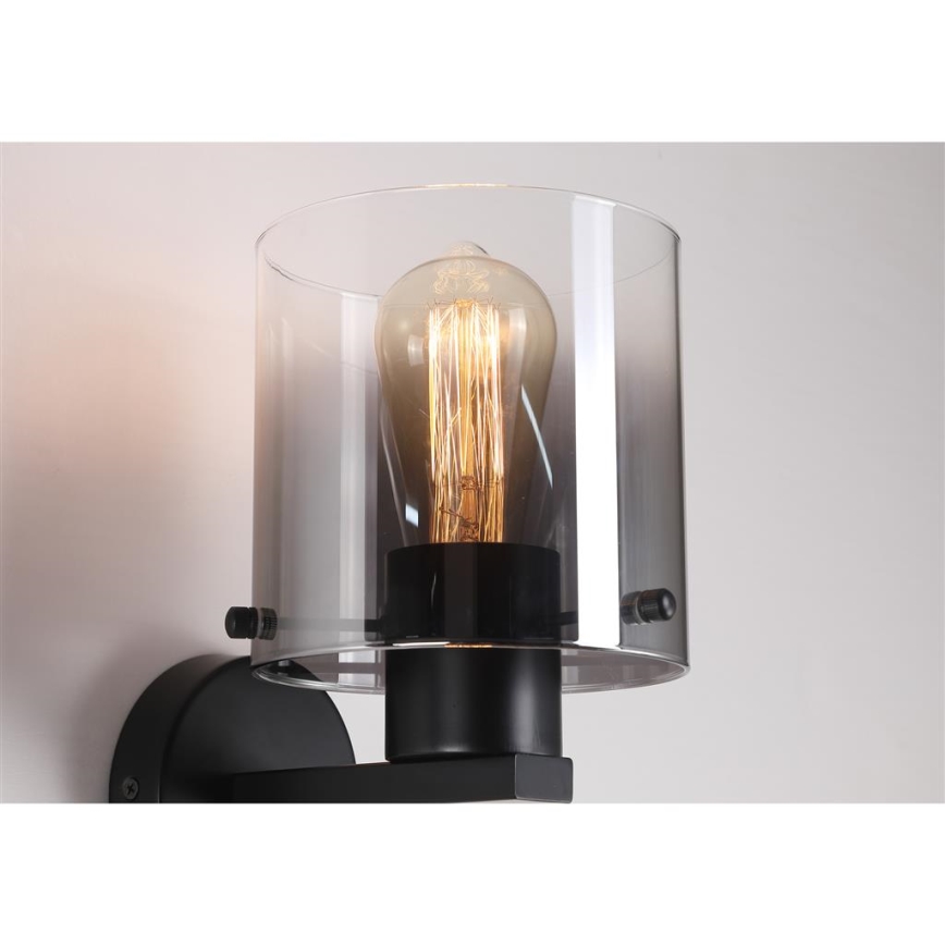 Searchlight - Væglampe SWEDEN 1xE27/60W/230V sort/røgfarvet