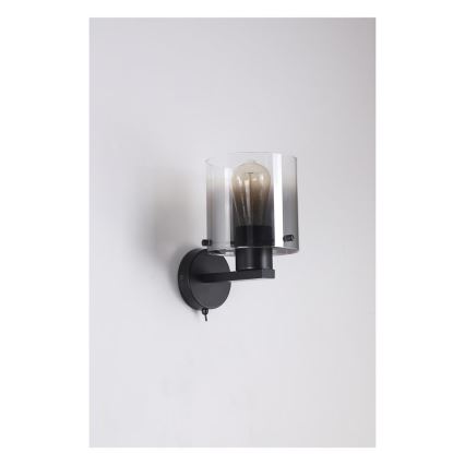 Searchlight - Væglampe SWEDEN 1xE27/60W/230V sort/røgfarvet