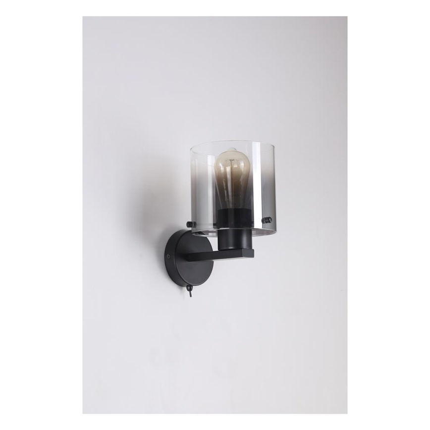Searchlight - Væglampe SWEDEN 1xE27/60W/230V sort/røgfarvet