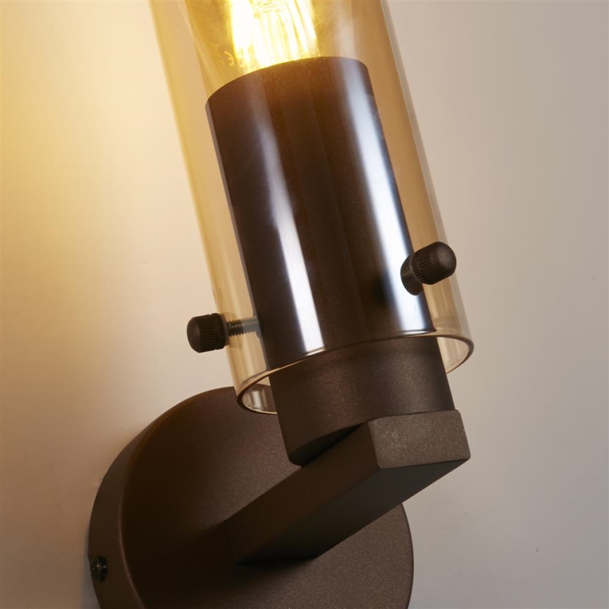Searchlight - Væglampe SWEDEN 1xE27/60W/230V brun/røgfarvet