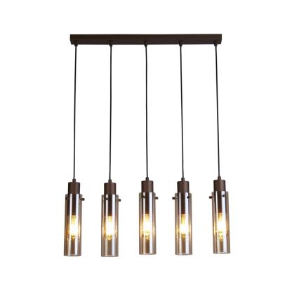 Searchlight - Lysekrone på wire SWEDEN 5xE27/60W/230V brun/røgfarvet