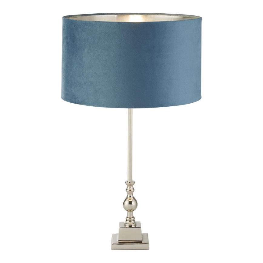 Searchlight - Bordlampe WHITBY 1xE27/10W/230V blå/skinnende krom
