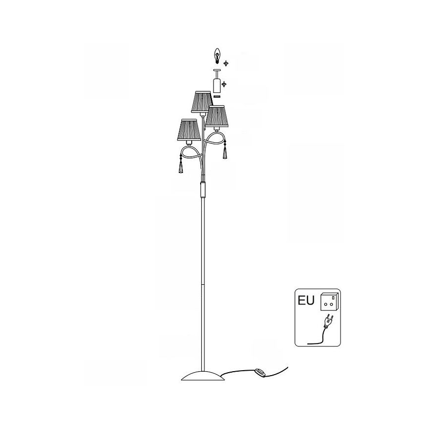 Searchlight - Gulvlampe SIMPLICITY 3xE14/60W/230V skinnende krom