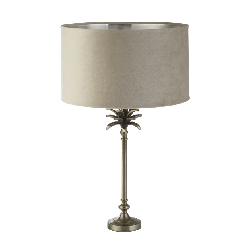 Searchlight - Bordlampe PALM 1xE27/10W/230V beige/mat krom