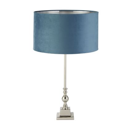 Searchlight - Bordlampe WHITBY 1xE27/10W/230V blå/skinnende krom