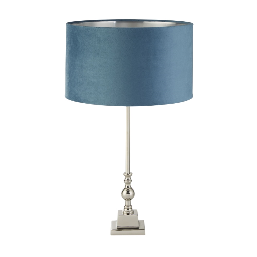 Searchlight - Bordlampe WHITBY 1xE27/10W/230V blå/skinnende krom