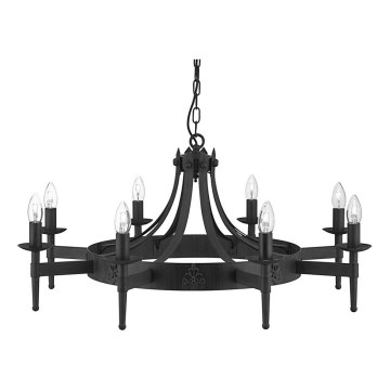 Searchlight - Kædeophængt lysekrone CARTWHEEL 8xE14/60W/230V sort