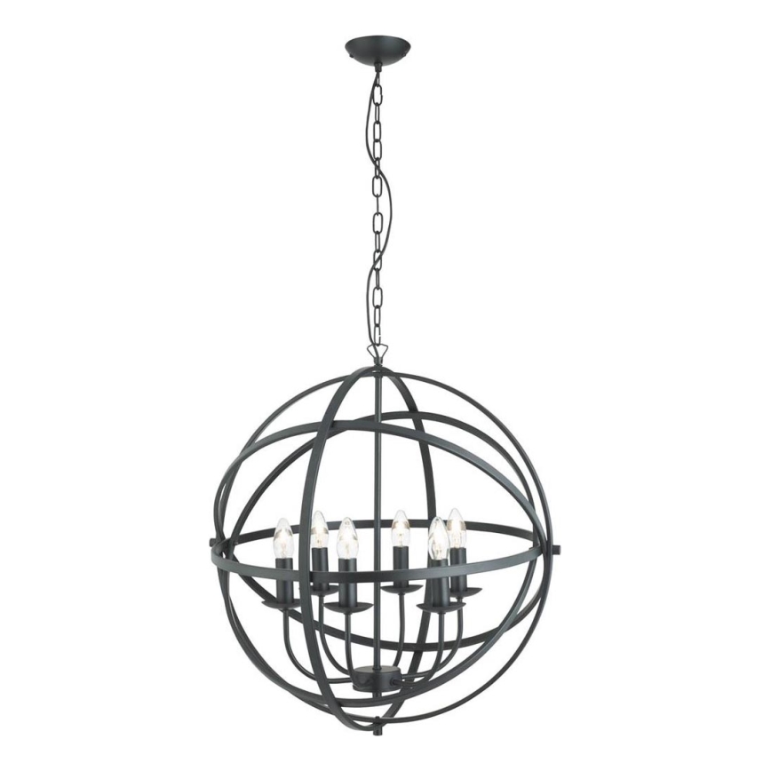 Searchlight - Loftlampe på kæde ORBIT 6xE14/60W/230V sort
