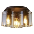 Searchlight - Loftlampe SWEDEN 3xE27/60W/230V Ø 39 cm brun/røgfarvet