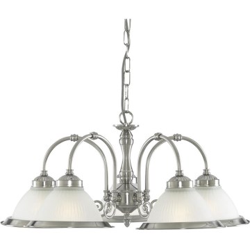 Searchlight - Pendel med kædeophæng AMERICAN DINER 5xE14/60W/230V skinnende krom