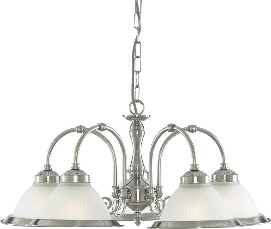 Searchlight - Pendel med kædeophæng AMERICAN DINER 5xE14/60W/230V skinnende krom