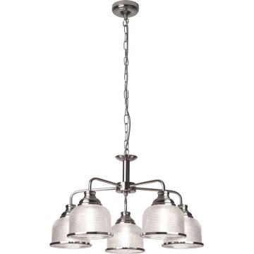 Searchlight - Pendel med kædeophæng BISTRO 5xE27/60W/230V skinnende krom