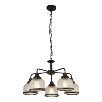 Searchlight - Pendel med kædeophæng BISTRO 5xE27/60W/230V sort