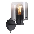 Searchlight - Væglampe SWEDEN 1xE27/60W/230V sort/røgfarvet