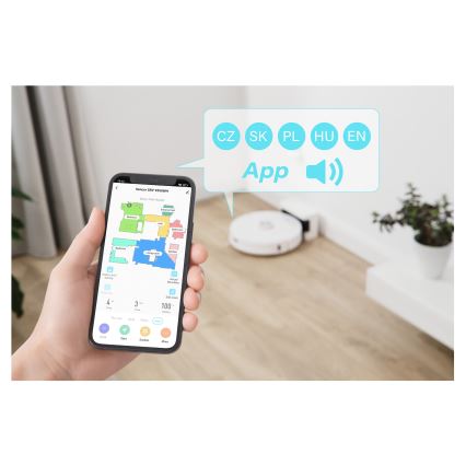 Sencor - Robotstøvsuger med moppefunktion 2-i-1 50W/5000 mAh Wi-Fi hvid + fjernbetjening