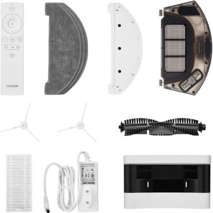 Sencor - Robotstøvsuger med moppefunktion 2-i-1 50W/5000 mAh Wi-Fi hvid + fjernbetjening