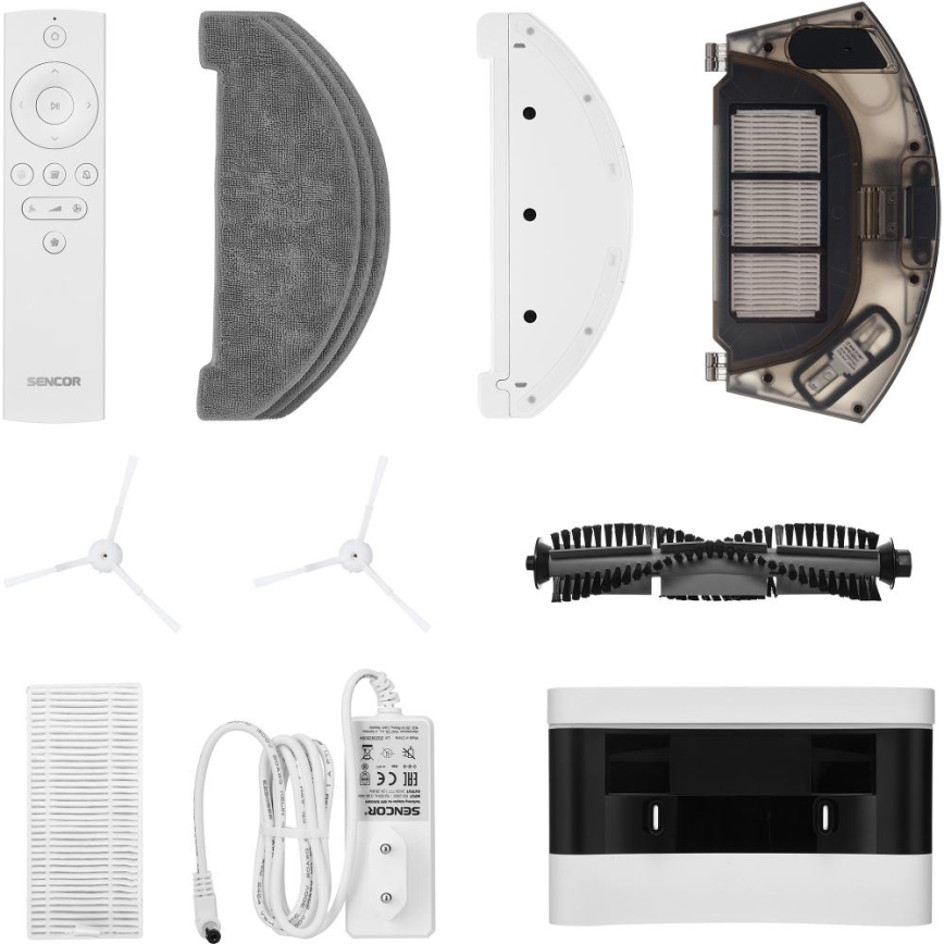 Sencor - Robotstøvsuger med moppefunktion 2-i-1 50W/5000 mAh Wi-Fi hvid + fjernbetjening