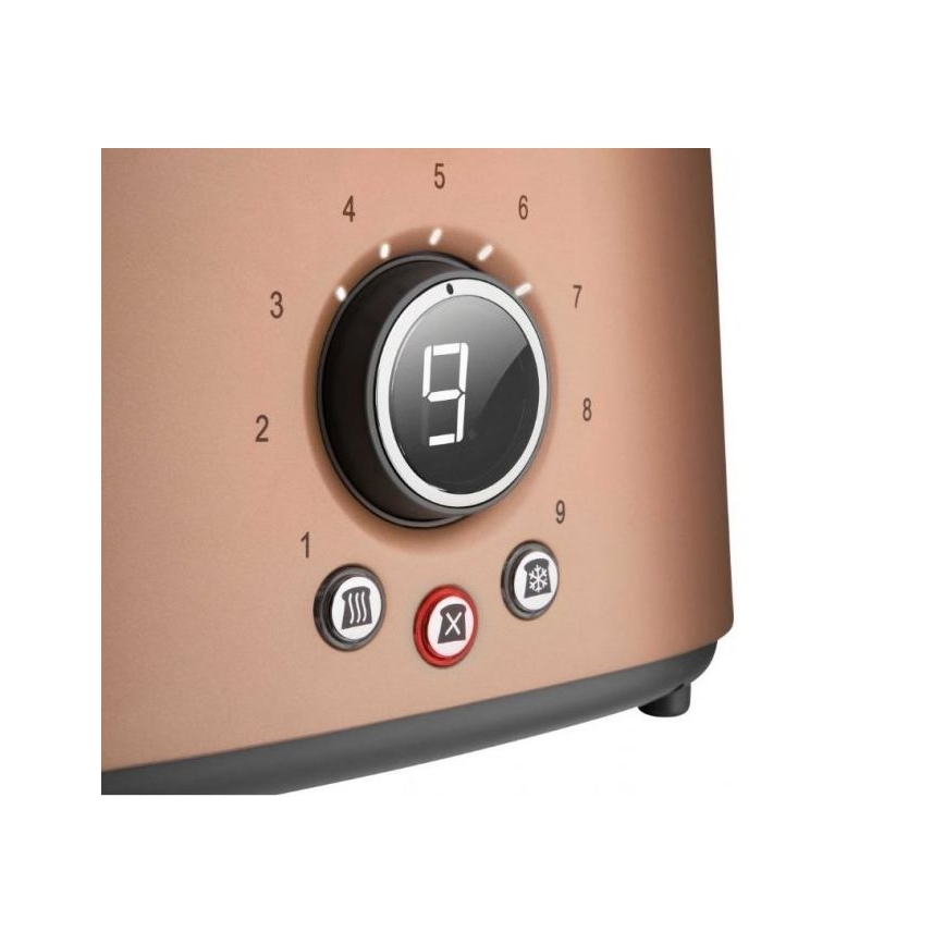 Sencor - 2-skives brødrister med opvarmningsrist 1000W/230V kobberfarvet