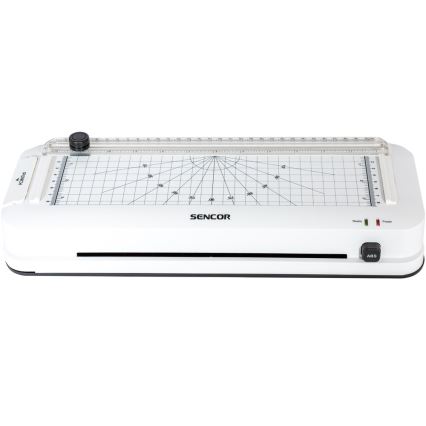 Sencor - A4 lamineringsmaskine med kniv og hulmaskine 100W/230V hvid