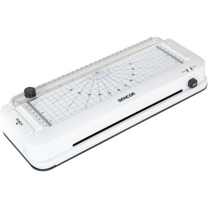 Sencor - A4 lamineringsmaskine med kniv og hulmaskine 100W/230V hvid