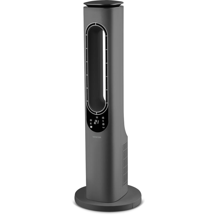 Sencor - Bladløs tårnvarmeblæser med keramisk element 1200/2000W/230V antracit + fjernbetjening