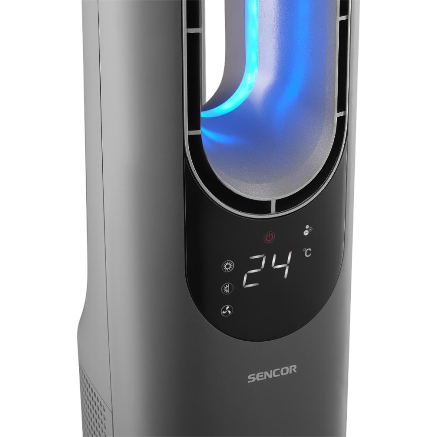 Sencor - Bladløs tårnvarmeblæser med keramisk element 1200/2000W/230V antracit + fjernbetjening