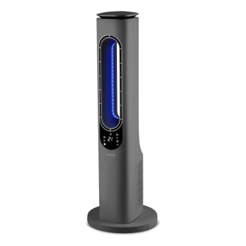 Sencor - Bladløs tårnventilator med keramisk varmelegeme 1200/2000W/230V i antracit + fjernbetjening